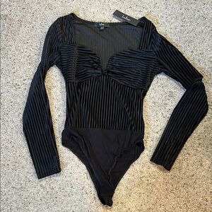 Lulus Black Ribbed Bodysuit